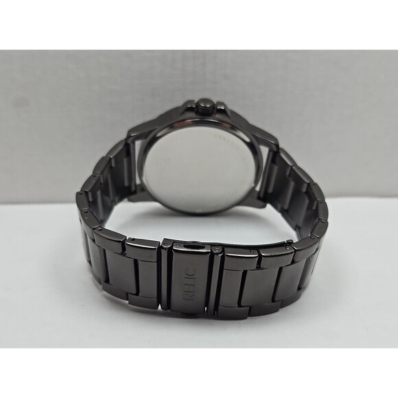 Relic By Fossil Rylan Diamond Black Steel Mens Quartz Watch ZR97014 New Battery - Picture 8 of 11